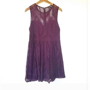 EXPRESS Plum Lace sleeveless Skater dress size Large